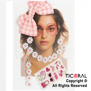 SET DISFRAZ MOO ANTEOJOS COLLAR PULSERA ARITOS Y STICKERS x 1